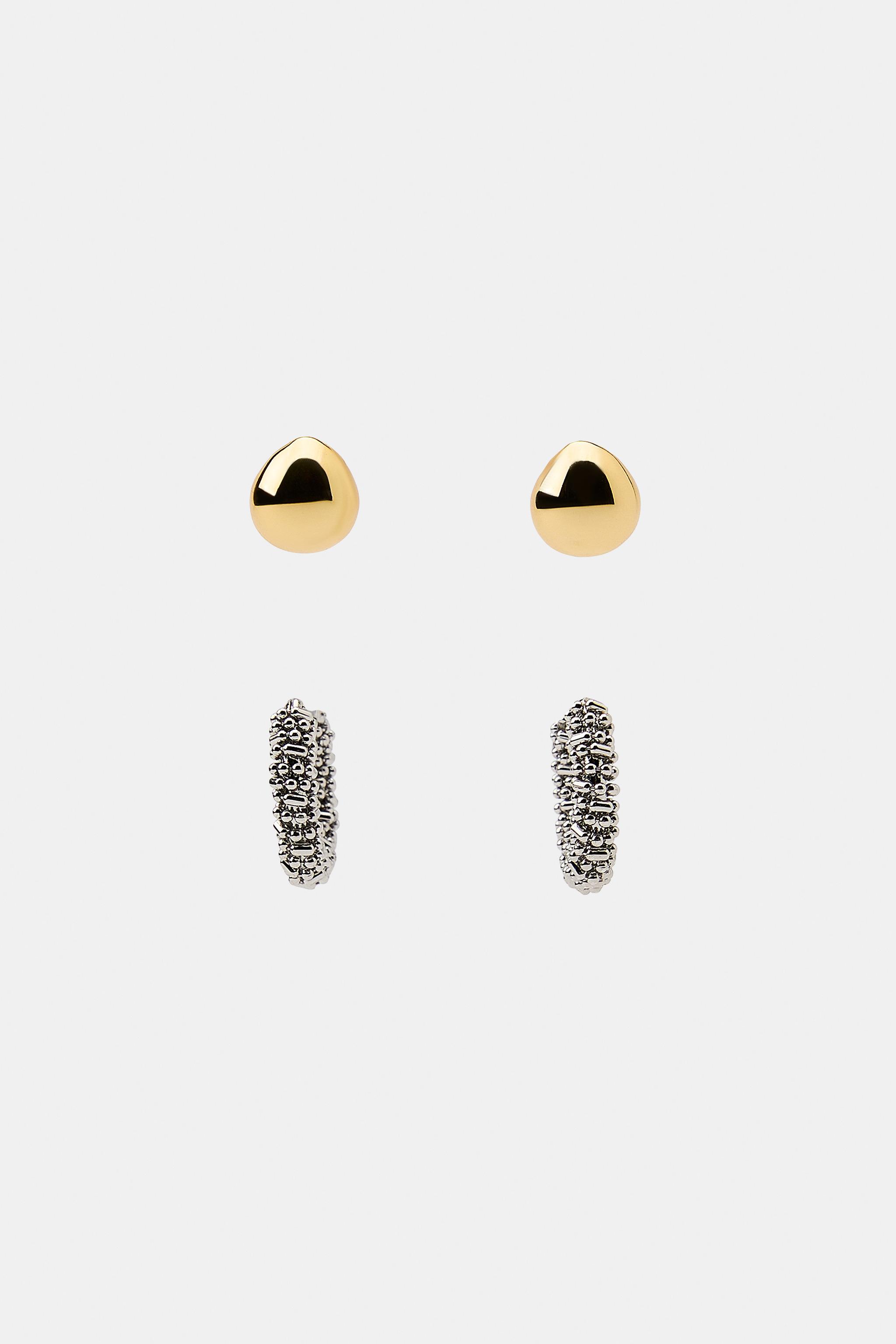 LOT DE BOUCLES D'OREILLES CRÉOLES ET BOULES COMBINÉES